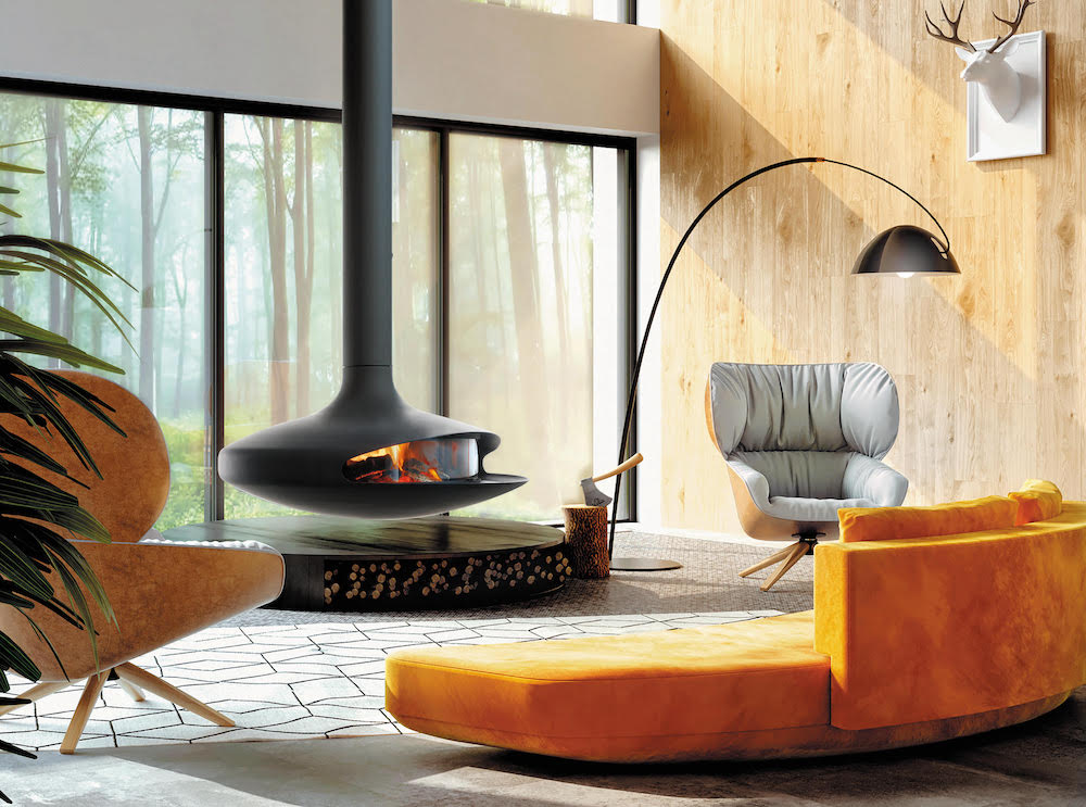 Gyrofocus glas. De iconische hanghaard van Focus is gemoderniseerd en is klaar voor de toekomst #hanghaard #gyrofocus #focus #designhaard #houthaard #architectuur #design #interieur #interieurdesign
