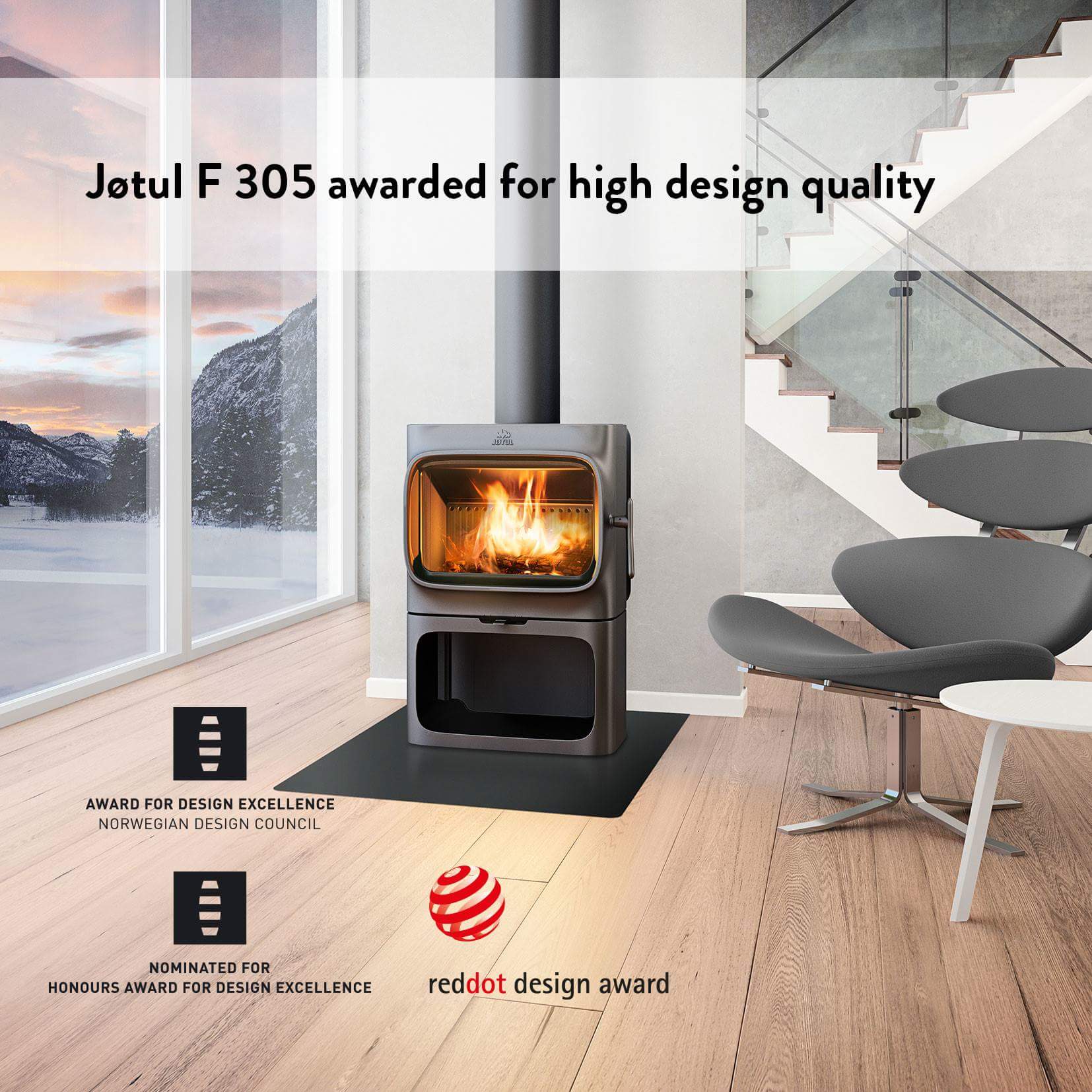 Jotul houtkachel F305 genomineerd voor belangrijke design award