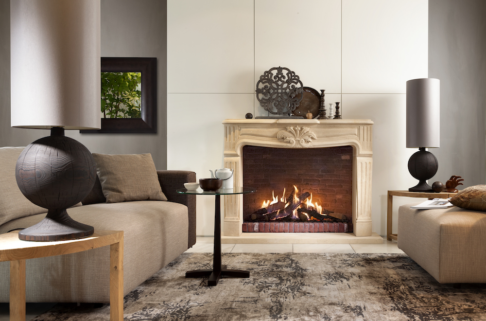 Haarden-trends voor deze winter - gashaard Kalfire GP105-79f in klassieke schouw #gashaard #kalfire #interieur #haard