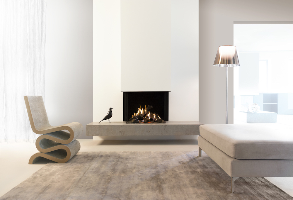 Haarden-trends voor deze winter - gashaard Kalfire GP70-55s Designhaard #gashaard #kalfire #interieur #haard