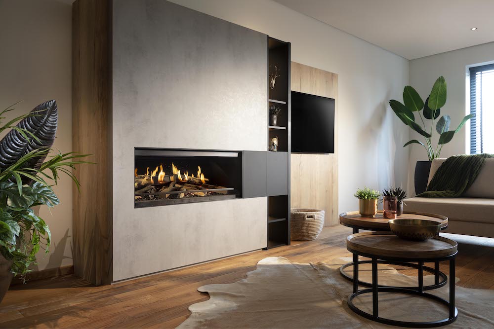 Elektrische haard met ultra-realistisch vuur. E-One van Kalfire #kalfire #haard #elektrisch #afvoerloos