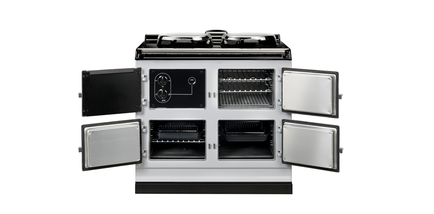 Elektrisch fornuis met 3 ovens. AGA Dual Control in houten keuken #fornuis #keukeninspiratie #aga