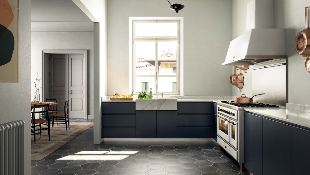 Vrijstaand fornuis in keuken. ILVE Majestic #ILVE #fornuis #keuken #keukeninspiratie 