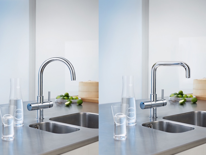 Gefilterd en gekoeld drinkwater uit de keukenkraan met de mogelijkheid tot bruisend water. Grohe Blue Home kraan #keuken #kraan #grohe