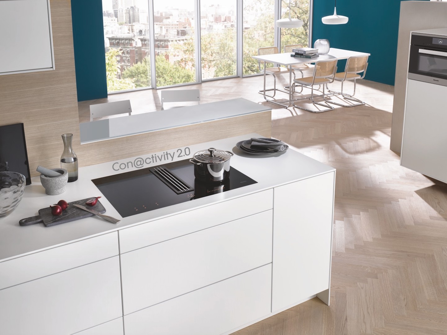 Miele inductiekookplaat TwoInOne met automatische afzuiging in het werkblad #keuken #koken