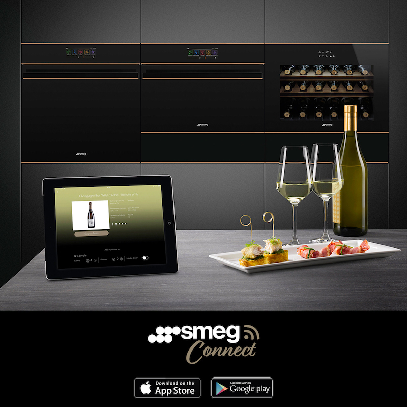 Met de SmegConnect App is het mogelijk om via de smartphone of tablet op elk gewenst moment, waar u ook bent programma’s, instellingen en het in-of uitschakelen van de Smeg huishoudelijke apparaten online te regelen. #smegconnect #ovens #smeg #wijnklimaatkast