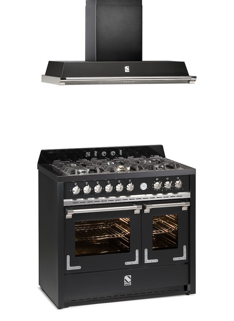 Steel fornuis Oxford met twee ovens en bijpassende Steel afzuigkap #fornuis #steel #keuken