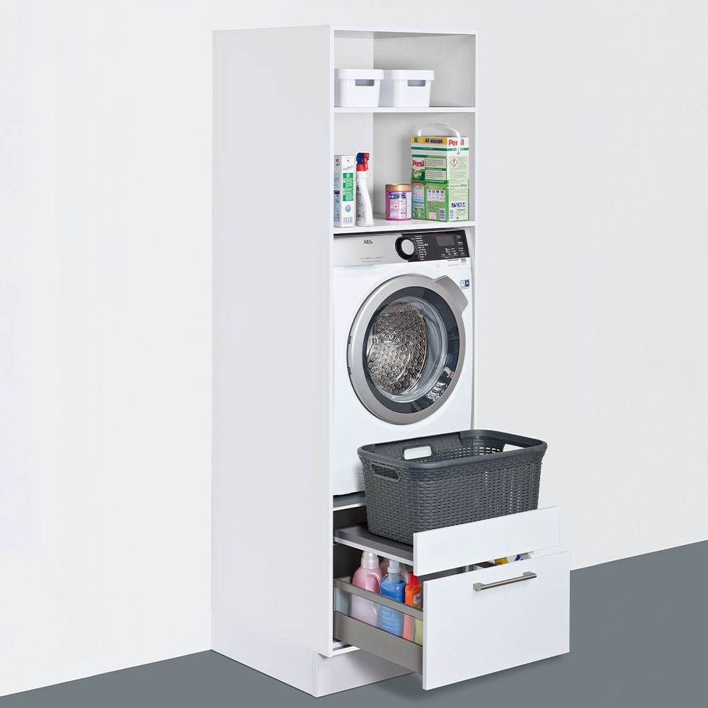 Kast voor wasmachine, wasbenodigdheden opbergen #bijkeuken #kast #wasmachine 