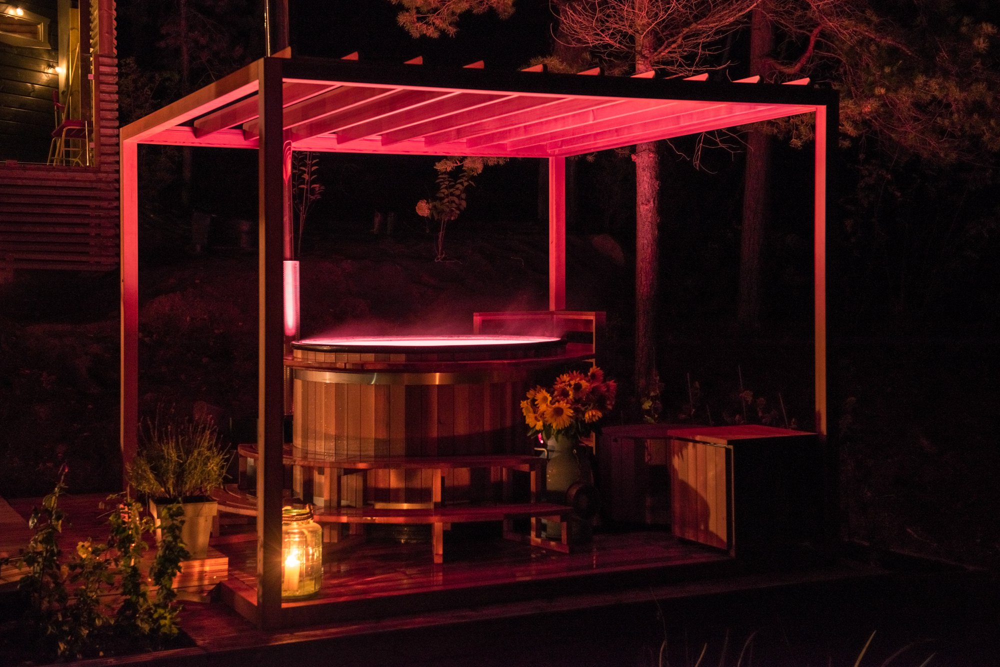 Hottub kirma onder overkapping via hottubselect #hottub #tuin #tuinidee #overkapping #hottubselect