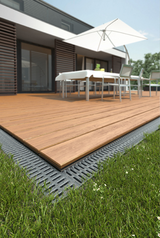Afwatering bij terras - Roostergoten van ACO EasyGarden