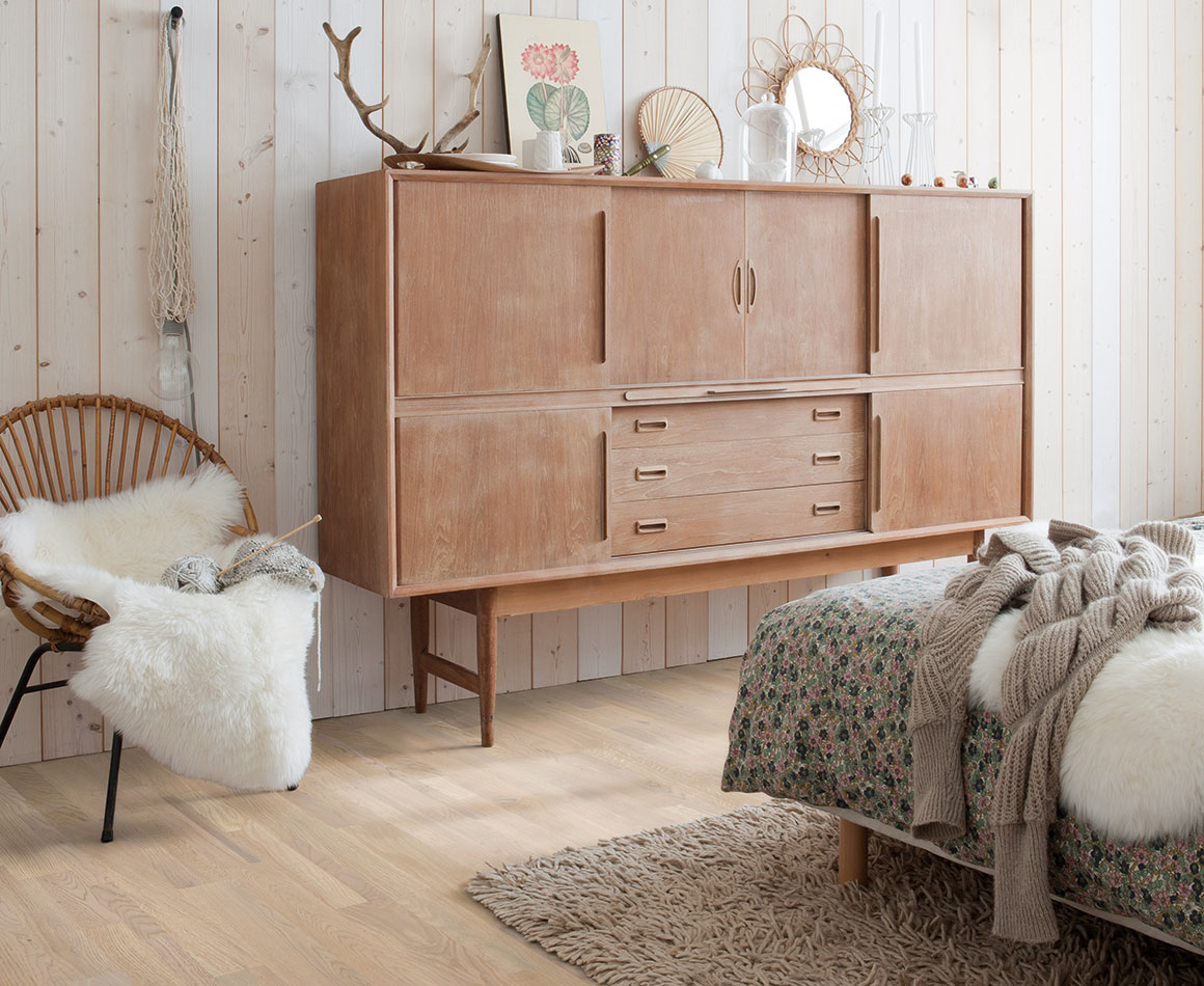 Interieur met Scandinavische look met houten vloer - parket Variano van Quick-Step