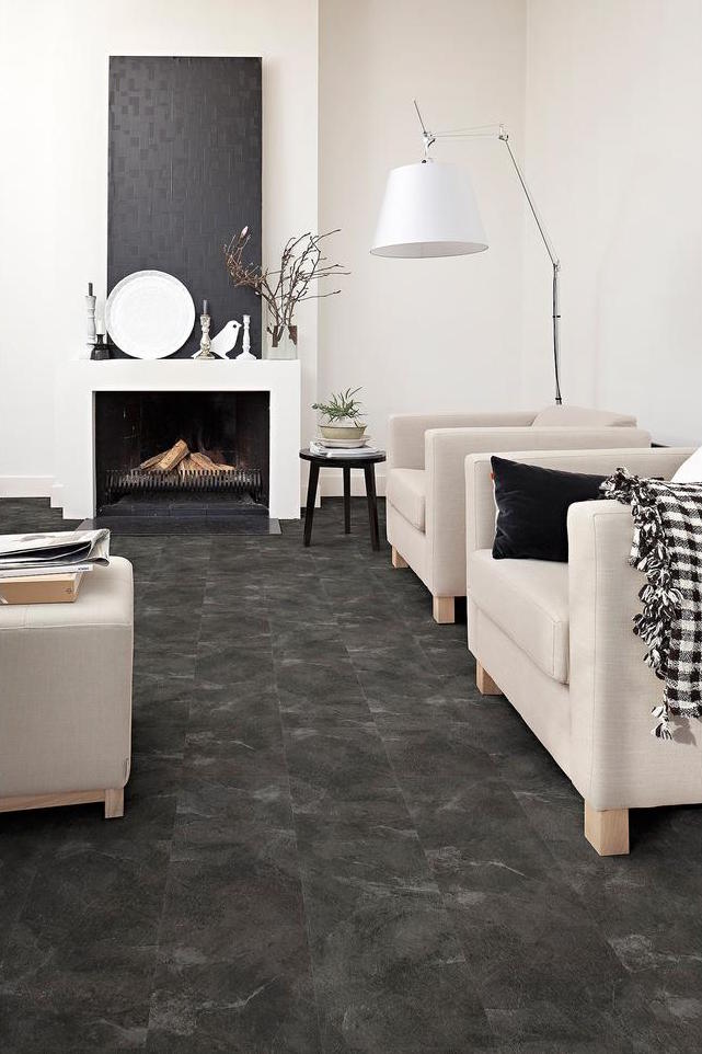 Kunststofvloer met natuursteenlook. Flexxfloors Stick (zelfklevend) deluxe tegels #vloer #kunststof #interieur