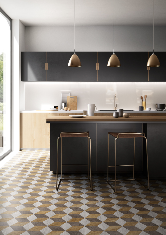 Mix & Match in de keuken! Praktische keukenvloeren van vinyl met creatieve motieven - Moduleo Moods