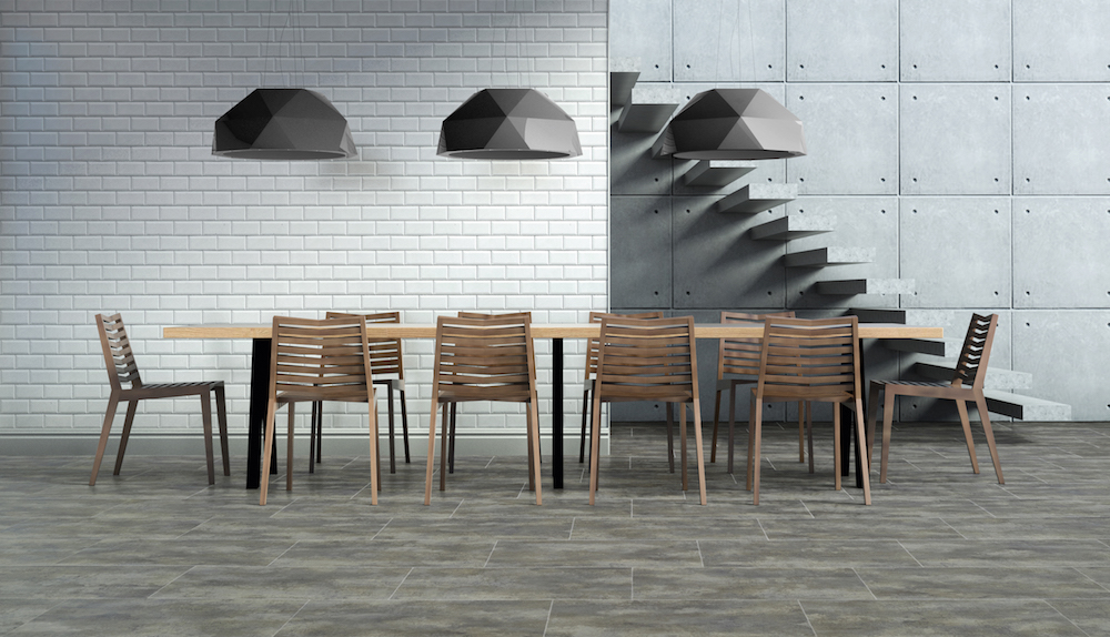 Beton is hot in het interieur. PVC vloer Concrete met betonlook van Moduleo #betonlook #interieur #vloer #moduleo