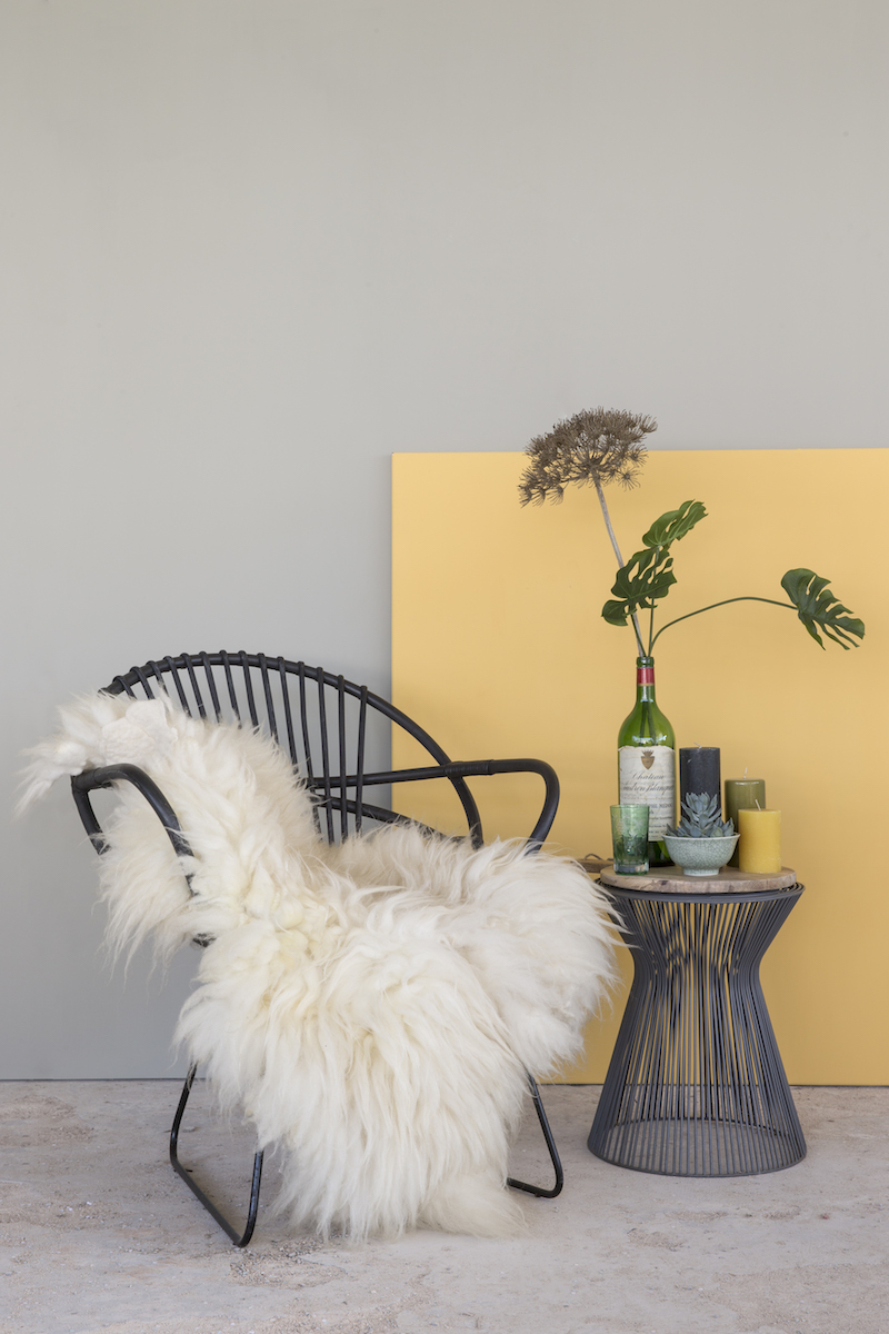 Interieur met Amazona krijtverf - olijfgrijs citron