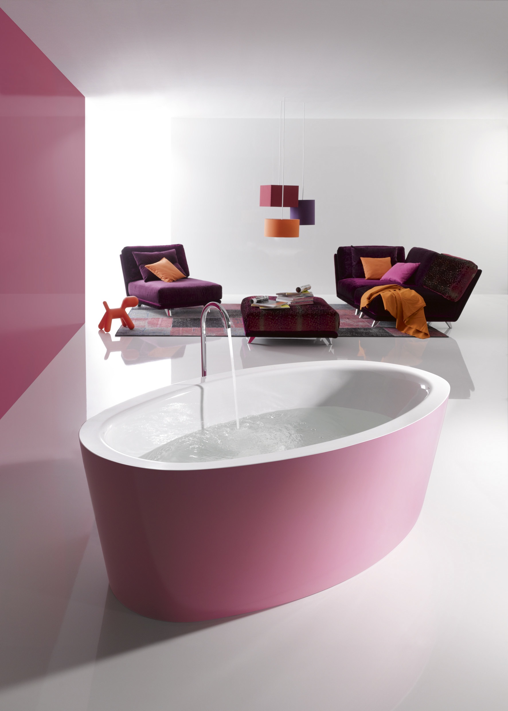Bette badkamer bad kleur roze