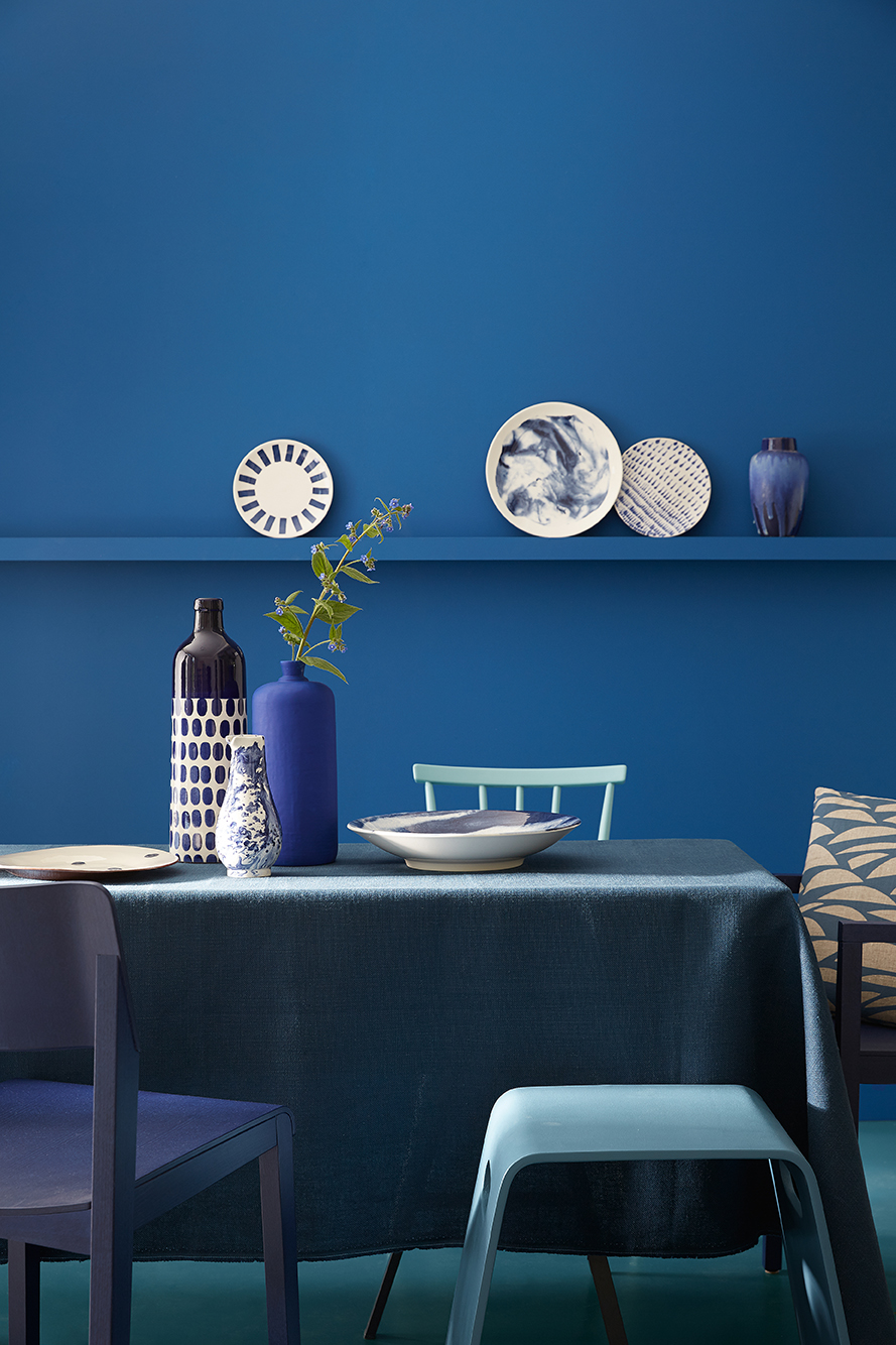 Blauwe muurverf van Little Greene