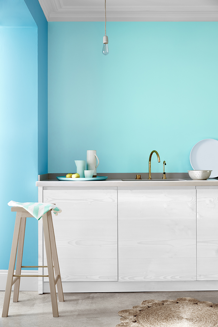 Keuken blauw wit via Little Greene